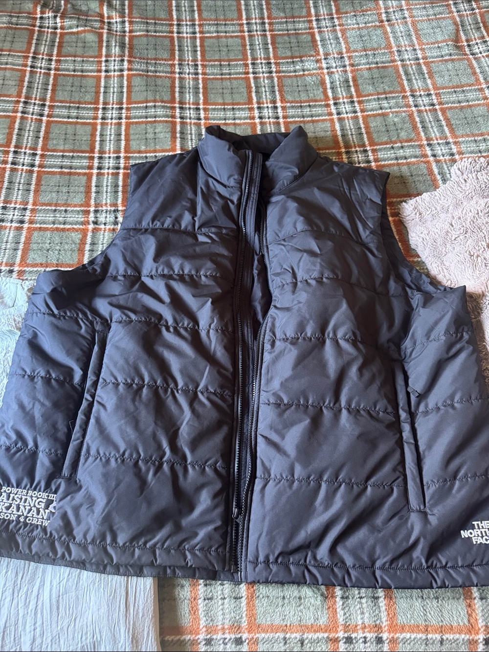 The North Face black Quilted Vest Custom Crew embroidered “power Book111.